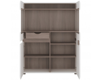 Vitrína Lynatet 33 - biely vysoký lesk / dub sonoma truflový