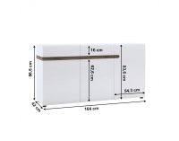 Trojdverová komoda Lynatet 40 - biela / biely vysoký lesk / dub sonoma truflový