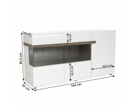 Vitrína Lynatet 42 - biely vysoký lesk / dub sonoma truflový