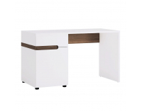 PC stolík Lynatet 80 - biela / biely vysoký lesk / dub sonoma truflový
