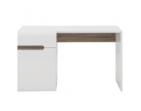 PC stolík Lynatet 80 - biela / biely vysoký lesk / dub sonoma truflový