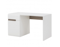 PC stolík Lynatet 80 - biela / biely vysoký lesk / dub sonoma truflový