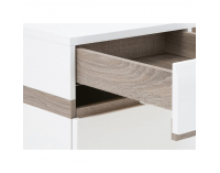 PC stolík Lynatet 80 - biela / biely vysoký lesk / dub sonoma truflový