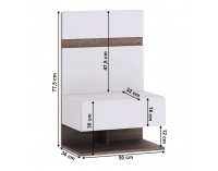 Nočný stolík Lynatet 95 - biela / biely vysoký lesk / dub sonoma truflový