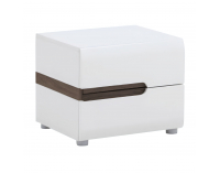 Nočný stolík Lynatet 96 - biela / biely vysoký lesk / dub sonoma truflový