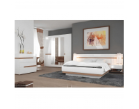 Nočný stolík Lynatet 96 - biela / biely vysoký lesk / dub sonoma truflový