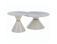 Konferenčný stolík (2 ks) Mabuz - biely mramor / biela
