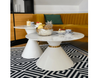 Konferenčný stolík (2 ks) Mabuz - biely mramor / biela