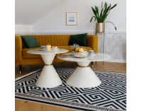 Konferenčný stolík (2 ks) Mabuz - biely mramor / biela