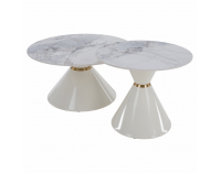 Konferenčný stolík (2 ks) Mabuz - biely mramor / biela