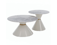 Konferenčný stolík (2 ks) Mabuz - biely mramor / biela