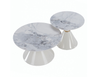 Konferenčný stolík (2 ks) Mabuz - biely mramor / biela