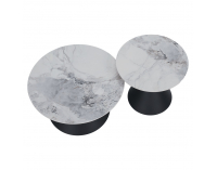 Konferenčný stolík (2 ks) Mabuz - biely mramor / čierna