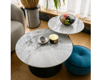 Konferenčný stolík (2 ks) Mabuz - biely mramor / čierna