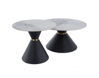 Konferenčný stolík (2 ks) Mabuz - biely mramor / čierna
