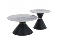 Konferenčný stolík (2 ks) Mabuz - biely mramor / čierna