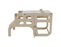 Montessori učiaca veža s tabuľou 3v1 Magan - prírodná