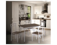 Jedálenský set Malabo 1+4 - biela / vzor drevo