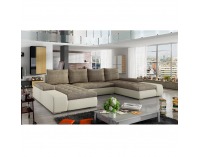 Rohová sedačka U s rozkladom Malibu U L/P - béžová / hnedý melír