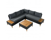 Záhradný nábytok z umelého ratanu Malkom - čierna / sivá / prírodná