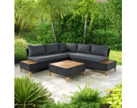 Záhradný nábytok z umelého ratanu Malkom - čierna / sivá / prírodná