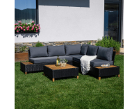 Záhradný nábytok z umelého ratanu Malkom - čierna / sivá / prírodná