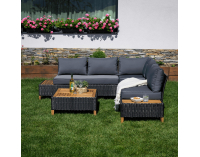 Záhradný nábytok z umelého ratanu Malkom - čierna / sivá / prírodná