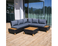 Záhradný nábytok z umelého ratanu Malkom - čierna / sivá / prírodná