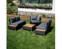 Záhradný nábytok z umelého ratanu Malkom - čierna / sivá / prírodná