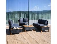 Záhradný nábytok z umelého ratanu Malkom - čierna / sivá / prírodná