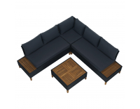 Záhradný nábytok z umelého ratanu Malkom - čierna / sivá / prírodná