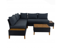 Záhradný nábytok z umelého ratanu Malkom - čierna / sivá / prírodná