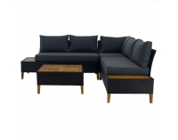 Záhradný nábytok z umelého ratanu Malkom - čierna / sivá / prírodná