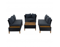 Záhradný nábytok z umelého ratanu Malkom - čierna / sivá / prírodná