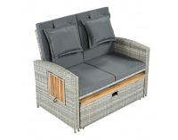 Záhradná pohovka z umelého ratanu Malory - sivá / prírodná