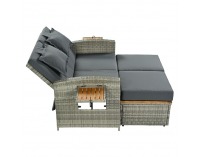 Záhradná pohovka z umelého ratanu Malory - sivá / prírodná