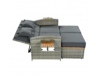 Záhradná pohovka z umelého ratanu Malory - sivá / prírodná