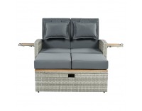 Záhradná pohovka z umelého ratanu Malory - sivá / prírodná