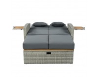 Záhradná pohovka z umelého ratanu Malory - sivá / prírodná