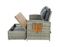 Záhradná pohovka z umelého ratanu Malory - sivá / prírodná