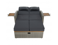 Záhradná pohovka z umelého ratanu Malory - sivá / prírodná