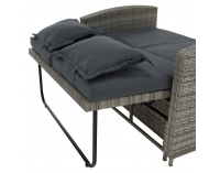 Záhradná pohovka z umelého ratanu Malory - sivá / prírodná