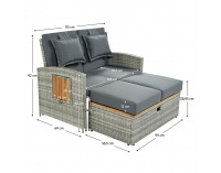 Záhradná pohovka z umelého ratanu Malory - sivá / prírodná