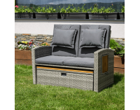 Záhradná pohovka z umelého ratanu Malory - sivá / prírodná