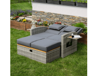 Záhradná pohovka z umelého ratanu Malory - sivá / prírodná