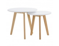 Konferenčný stolík (2 ks) Malto 2 New - biela / buk