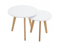 Konferenčný stolík (2 ks) Malto 2 New - biela / buk