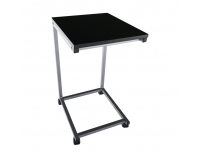 Príručný stolík na kolieskach Manny - čierna / strieborná