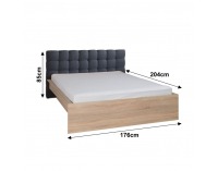 Posteľový rám Mexim 160 - dub sonoma / tmavosivá