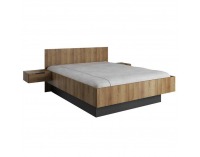 Posteľový rám s nočnými stolíkmi Manno 160 - dub riviera zlatý / grafit